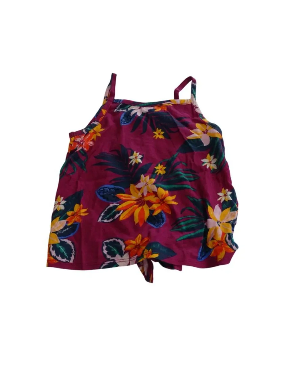 Old Navy Purple Floral Tie Front Tank Top Girls Size 5T Tropical Hawaiian